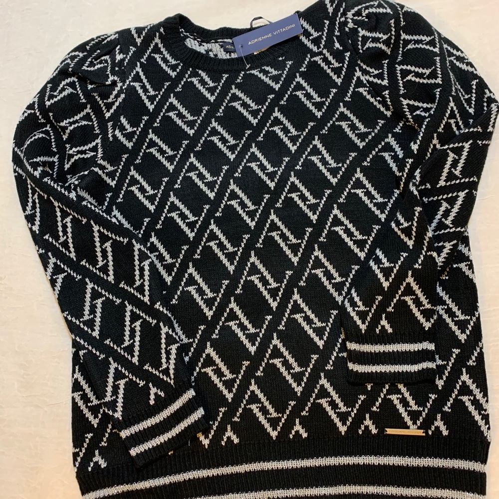 Adrienne Vittadini Sweater Black & Silver